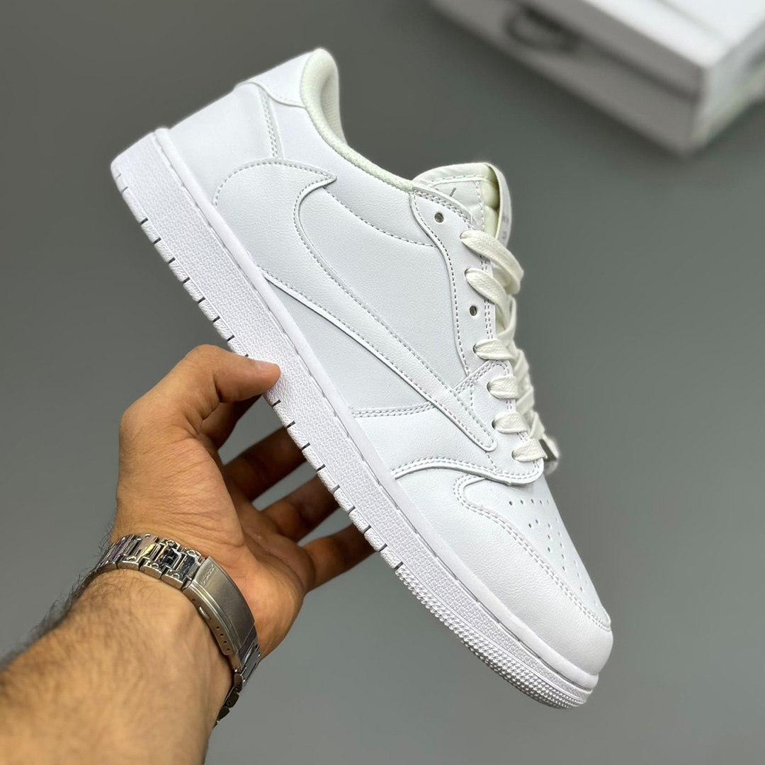جردن وان لو تراویس اسکات وایت پارتی Nike Air Jordan Low 1 X Travis Scott White Party