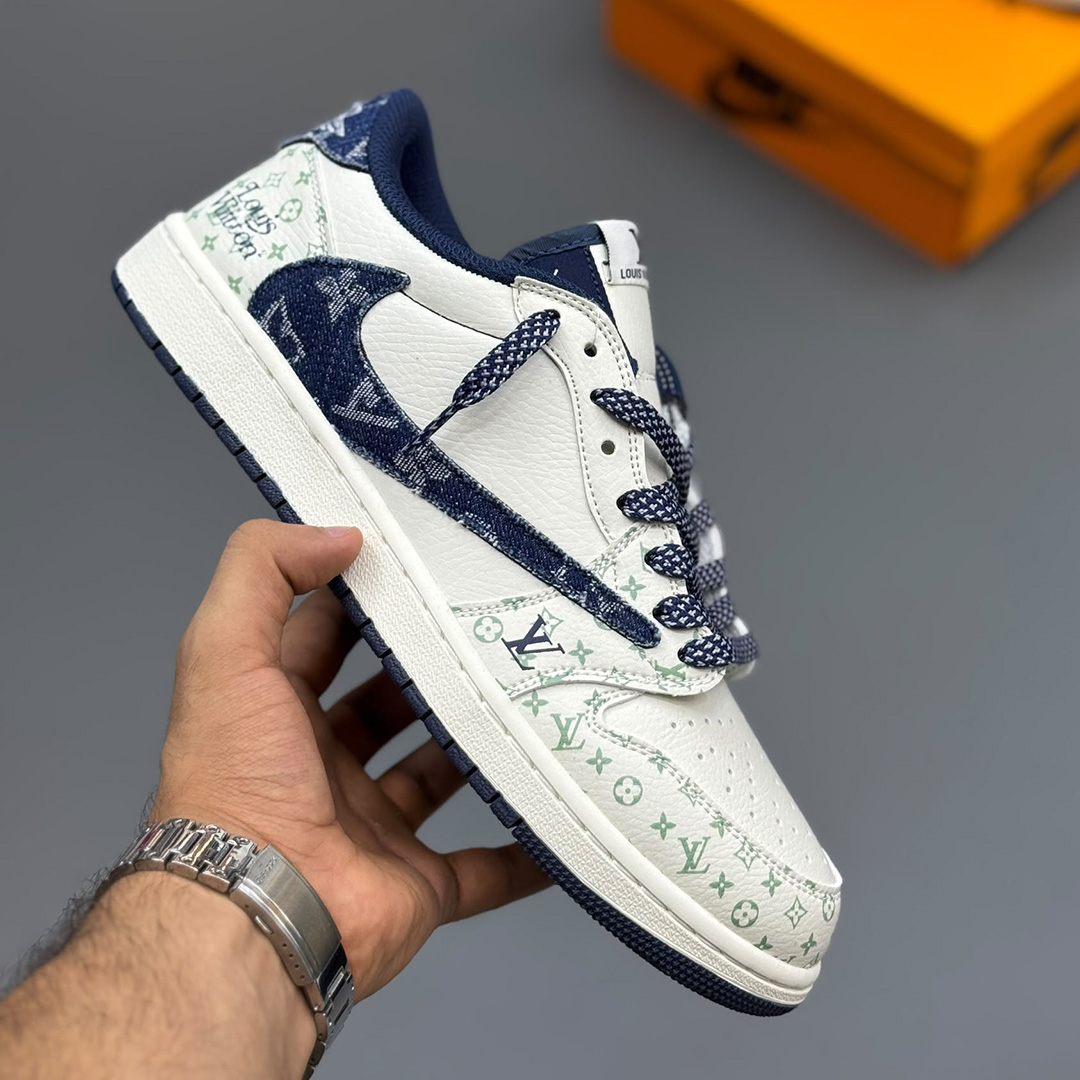 جردن وان لویی ویتون Air Jordan 1 Low Travis Scott Louis Vuitton Monogram Brown