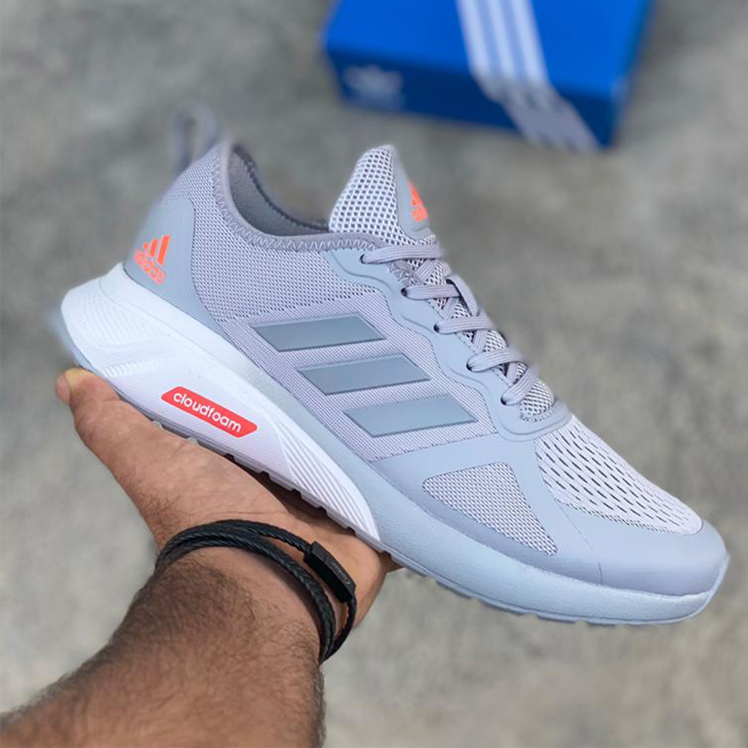 آدیداس کلود فوم طوسی سفید نارنجی Adidas Cloudfoam